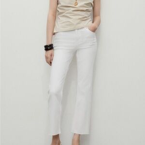 MANGO Sienna‎ Flate Cropped White Jeans